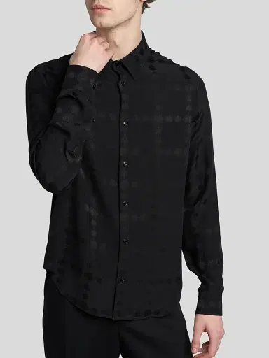 Versace Men's Vintage Medusa Silk Crepe Jacquard Shirt - Black | Thumbnail 5 Versace Men's Vintage Medusa Silk Crepe Jacquard Shirt - Black | Thumbnail 5