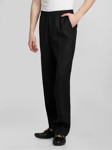 Versace Men's Greca Jacquard Wool Pants - Black | Thumbnail 4 Versace Men's Greca Jacquard Wool Pants - Black | Thumbnail 4