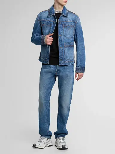 Versace Men's Stone-Washed Rigid Straight Jeans - Light Blue | Thumbnail 2 Versace Men's Stone-Washed Rigid Straight Jeans - Light Blue | Thumbnail 2
