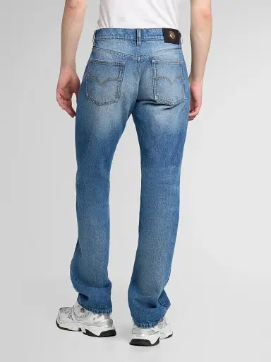 Versace Men's Stone-Washed Rigid Straight Jeans - Light Blue | Thumbnail 3 Versace Men's Stone-Washed Rigid Straight Jeans - Light Blue | Thumbnail 3