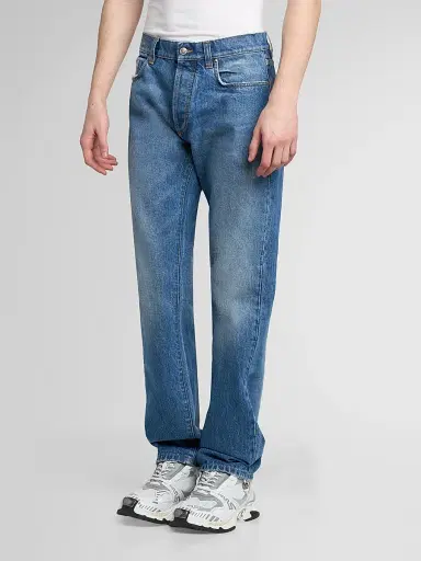 Versace Men's Stone-Washed Rigid Straight Jeans - Light Blue | Thumbnail 4 Versace Men's Stone-Washed Rigid Straight Jeans - Light Blue | Thumbnail 4