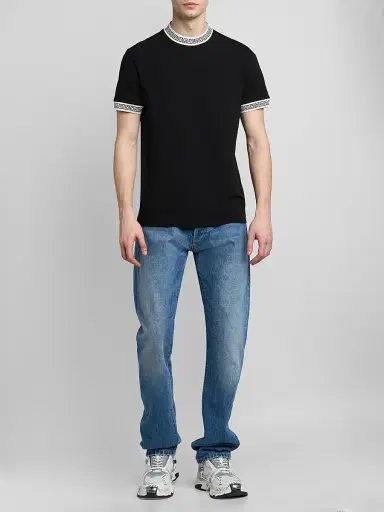 Versace Men's Vintage Stretch-Cotton Crewneck T-Shirt - Black | Thumbnail 2 Versace Men's Vintage Stretch-Cotton Crewneck T-Shirt - Black | Thumbnail 2