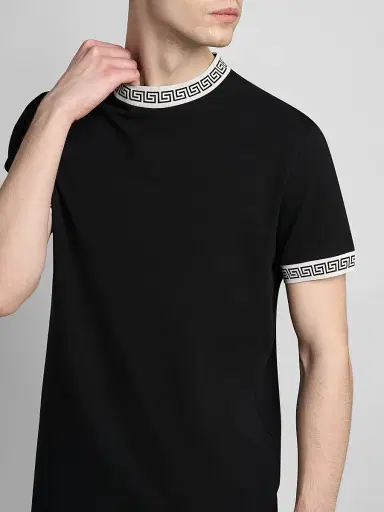 Versace Men's Vintage Stretch-Cotton Crewneck T-Shirt - Black | Thumbnail 5 Versace Men's Vintage Stretch-Cotton Crewneck T-Shirt - Black | Thumbnail 5
