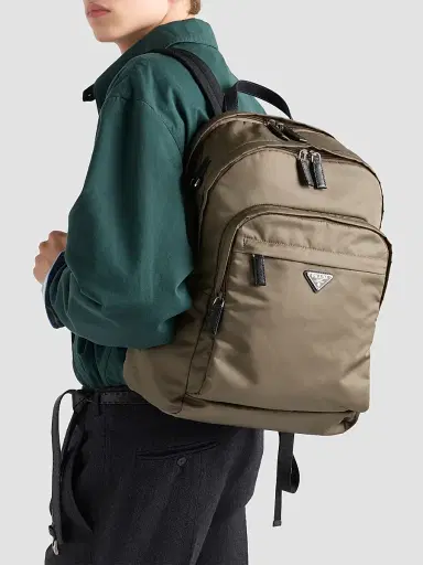 Prada Men's Re-Nylon and Saffiano Leather Backpack - Grey | Thumbnail 3 Prada Men's Re-Nylon and Saffiano Leather Backpack - Grey | Thumbnail 3
