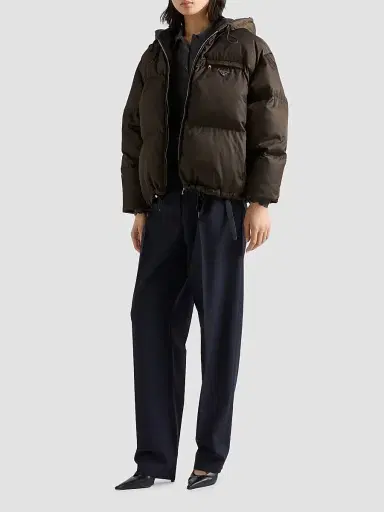 Prada Women's Nylon Down Jacket - Brown | Thumbnail 2 Prada Women's Nylon Down Jacket - Brown | Thumbnail 2