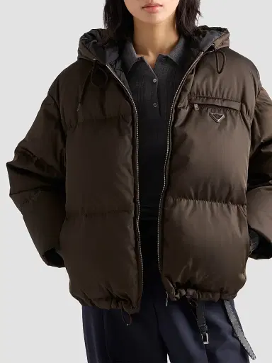 Prada Women's Nylon Down Jacket - Brown | Thumbnail 3 Prada Women's Nylon Down Jacket - Brown | Thumbnail 3