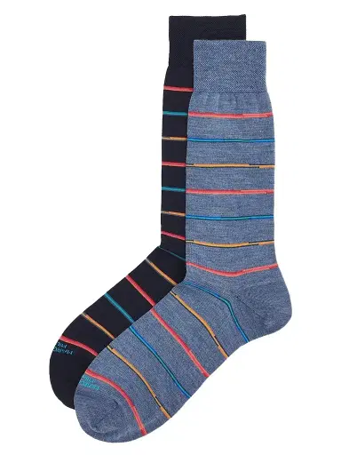 Marcoliani Men's Mixed Striped Wool-Nylon Socks 2-Pack | Thumbnail 1 Marcoliani Men's Mixed Striped Wool-Nylon Socks 2-Pack | Thumbnail 1