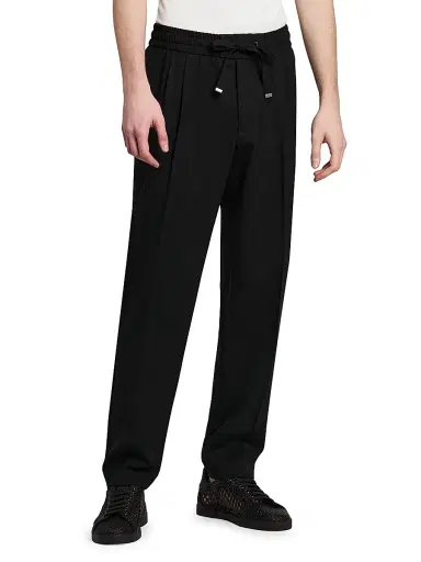 Dolce & Gabbana Men's Elasticized Stretch-Wool Straight-Leg Trousers - Nero | Thumbnail 4 Dolce & Gabbana Men's Elasticized Stretch-Wool Straight-Leg Trousers - Nero | Thumbnail 4