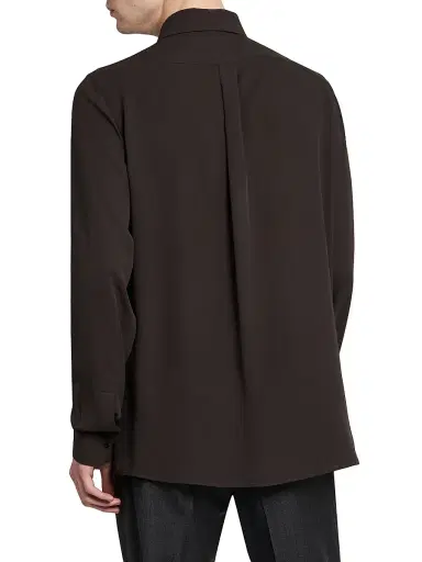 Dolce & Gabbana Men's Point Collar Silk Shirt - Ebano | Thumbnail 5 Dolce & Gabbana Men's Point Collar Silk Shirt - Ebano | Thumbnail 5