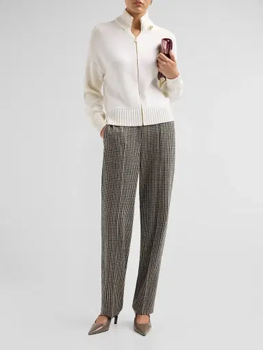 Fabiana Filippi Women's Merino Wool Zip-Up Cardigan - Rafia | Thumbnail 2 Fabiana Filippi Women's Merino Wool Zip-Up Cardigan - Rafia | Thumbnail 2