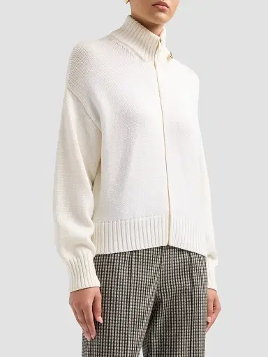 Fabiana Filippi Women's Merino Wool Zip-Up Cardigan - Rafia | Thumbnail 4 Fabiana Filippi Women's Merino Wool Zip-Up Cardigan - Rafia | Thumbnail 4