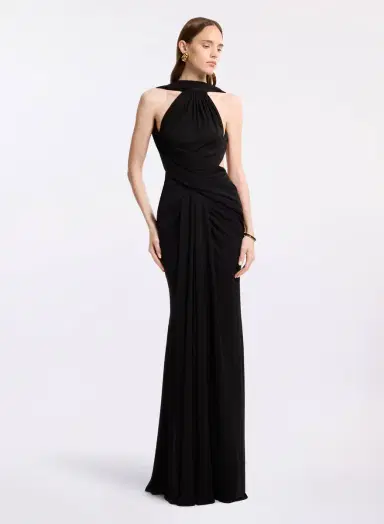 Elie Saab Halter Neck Draped Long Dress | Thumbnail 2 Elie Saab Halter Neck Draped Long Dress | Thumbnail 2