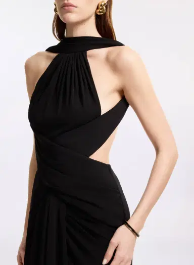 Elie Saab Halter Neck Draped Long Dress | Thumbnail 4 Elie Saab Halter Neck Draped Long Dress | Thumbnail 4