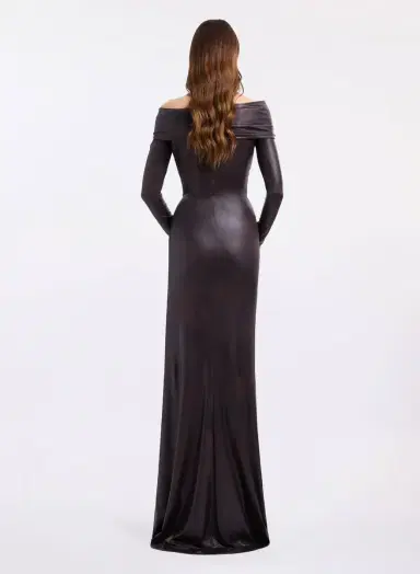 Elie Saab Off-the-Shoulder Leather Effect Dress | Thumbnail 3 Elie Saab Off-the-Shoulder Leather Effect Dress | Thumbnail 3