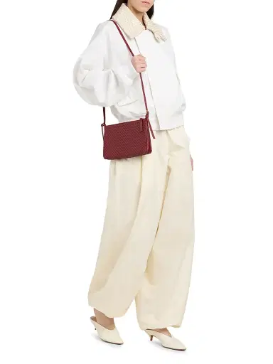 Bottega Veneta Women's Intrecciato-Drawstring Cotton Toile Wide-Leg Trousers | Thumbnail 2 Bottega Veneta Women's Intrecciato-Drawstring Cotton Toile Wide-Leg Trousers | Thumbnail 2