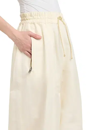 Bottega Veneta Women's Intrecciato-Drawstring Cotton Toile Wide-Leg Trousers | Thumbnail 6 Bottega Veneta Women's Intrecciato-Drawstring Cotton Toile Wide-Leg Trousers | Thumbnail 6