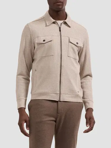 Bugatchi Men's Houndstooth Full-Zip Jacket - Cobblestone | Thumbnail 4 Bugatchi Men's Houndstooth Full-Zip Jacket - Cobblestone | Thumbnail 4