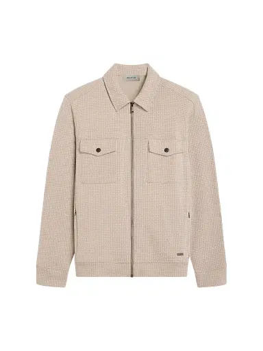 Bugatchi Men's Houndstooth Full-Zip Jacket - Cobblestone | Thumbnail 1 Bugatchi Men's Houndstooth Full-Zip Jacket - Cobblestone | Thumbnail 1
