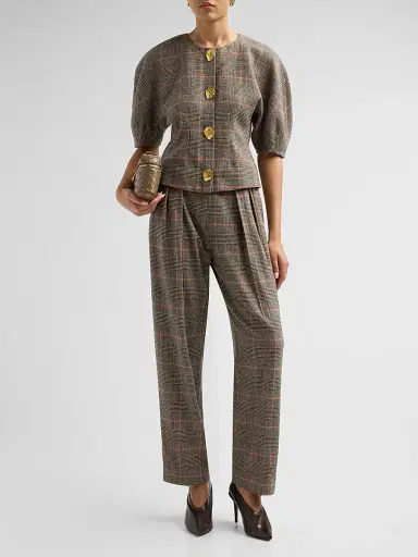 Cara Cara Women's Emerson Plaid Wool Tapered Pants | Thumbnail 2 Cara Cara Women's Emerson Plaid Wool Tapered Pants | Thumbnail 2
