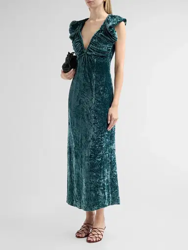 Ulla Johnson Women's Astra Crushed Velvet Column Maxi Dress | Thumbnail 4 Ulla Johnson Women's Astra Crushed Velvet Column Maxi Dress | Thumbnail 4