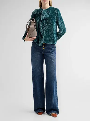 Ulla Johnson Women's Vesa Draped Velvet Blouse | Thumbnail 2 Ulla Johnson Women's Vesa Draped Velvet Blouse | Thumbnail 2