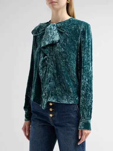 Ulla Johnson Women's Vesa Draped Velvet Blouse | Thumbnail 4 Ulla Johnson Women's Vesa Draped Velvet Blouse | Thumbnail 4