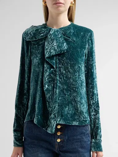 Ulla Johnson Women's Vesa Draped Velvet Blouse | Thumbnail 5 Ulla Johnson Women's Vesa Draped Velvet Blouse | Thumbnail 5