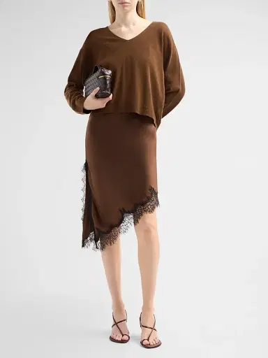 Design History Women's Isa Wool Sweater & Satin Midi Dress - Espresso | Thumbnail 2 Design History Women's Isa Wool Sweater & Satin Midi Dress - Espresso | Thumbnail 2