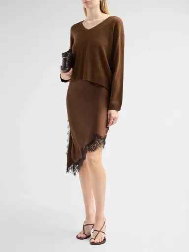 Design History Women's Isa Wool Sweater & Satin Midi Dress - Espresso | Thumbnail 4 Design History Women's Isa Wool Sweater & Satin Midi Dress - Espresso | Thumbnail 4
