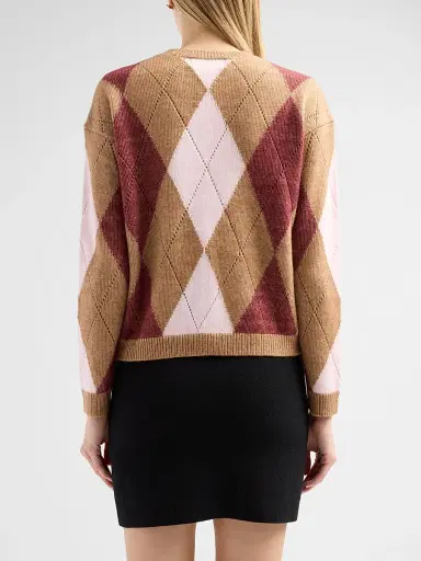 Design History Women's Rosemary Argyle Sweater - Fawn Combo | Thumbnail 3 Design History Women's Rosemary Argyle Sweater - Fawn Combo | Thumbnail 3