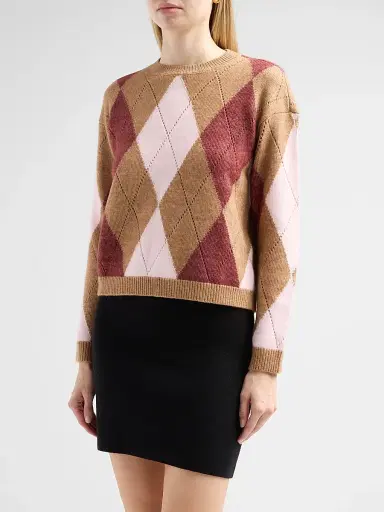 Design History Women's Rosemary Argyle Sweater - Fawn Combo | Thumbnail 4 Design History Women's Rosemary Argyle Sweater - Fawn Combo | Thumbnail 4