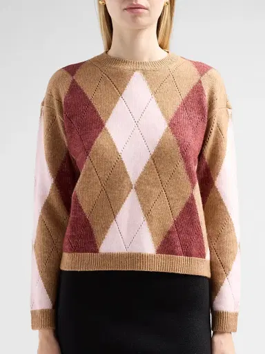 Design History Women's Rosemary Argyle Sweater - Fawn Combo | Thumbnail 5 Design History Women's Rosemary Argyle Sweater - Fawn Combo | Thumbnail 5
