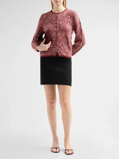 Design History Women's Mara Floral Jacquard Cardigan - Pomegranate Combo | Thumbnail 2 Design History Women's Mara Floral Jacquard Cardigan - Pomegranate Combo | Thumbnail 2
