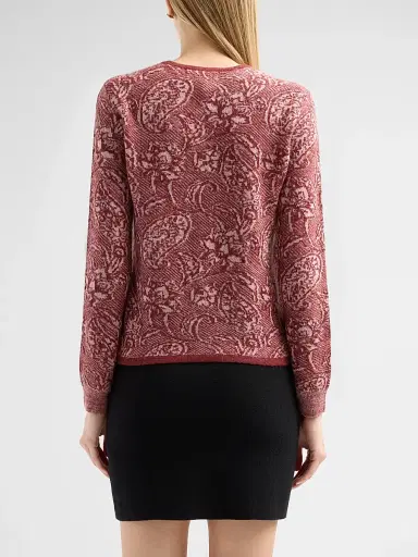 Design History Women's Mara Floral Jacquard Cardigan - Pomegranate Combo | Thumbnail 3 Design History Women's Mara Floral Jacquard Cardigan - Pomegranate Combo | Thumbnail 3