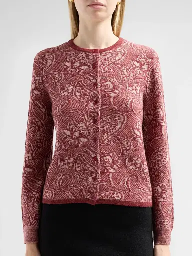 Design History Women's Mara Floral Jacquard Cardigan - Pomegranate Combo | Thumbnail 5 Design History Women's Mara Floral Jacquard Cardigan - Pomegranate Combo | Thumbnail 5