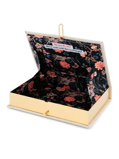 Olympia Le-Tan Women's Cafe Times Embroidered Silk Book Clutch | Thumbnail 4 Olympia Le-Tan Women's Cafe Times Embroidered Silk Book Clutch | Thumbnail 4