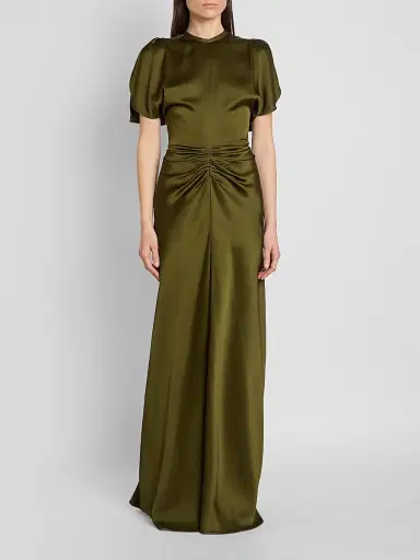 Victoria Beckham Women's Isabella Satin Column Gown - Marsh Green | Thumbnail 2 Victoria Beckham Women's Isabella Satin Column Gown - Marsh Green | Thumbnail 2