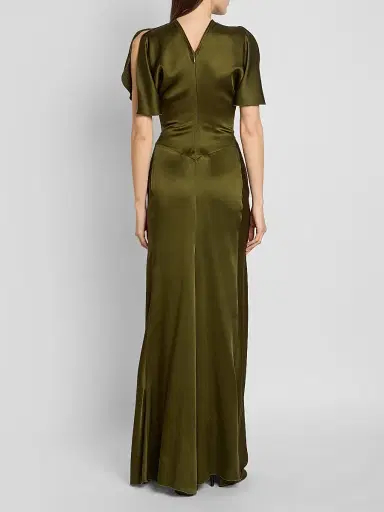 Victoria Beckham Women's Isabella Satin Column Gown - Marsh Green | Thumbnail 3 Victoria Beckham Women's Isabella Satin Column Gown - Marsh Green | Thumbnail 3