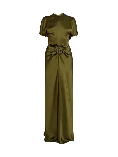 Victoria Beckham Women's Isabella Satin Column Gown - Marsh Green | Thumbnail 1 Victoria Beckham Women's Isabella Satin Column Gown - Marsh Green | Thumbnail 1