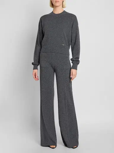 Victoria Beckham Women's Wool-Blend Crewneck Sweater - Dark Grey Marl | Thumbnail 2 Victoria Beckham Women's Wool-Blend Crewneck Sweater - Dark Grey Marl | Thumbnail 2