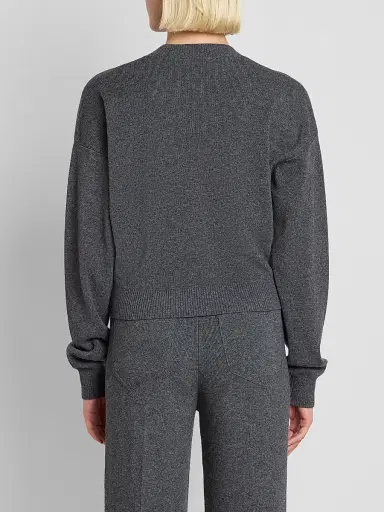 Victoria Beckham Women's Wool-Blend Crewneck Sweater - Dark Grey Marl | Thumbnail 3 Victoria Beckham Women's Wool-Blend Crewneck Sweater - Dark Grey Marl | Thumbnail 3