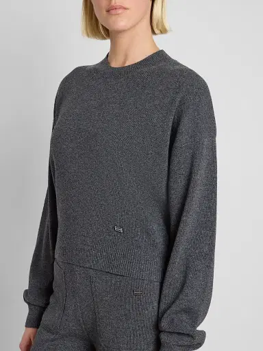 Victoria Beckham Women's Wool-Blend Crewneck Sweater - Dark Grey Marl | Thumbnail 5 Victoria Beckham Women's Wool-Blend Crewneck Sweater - Dark Grey Marl | Thumbnail 5