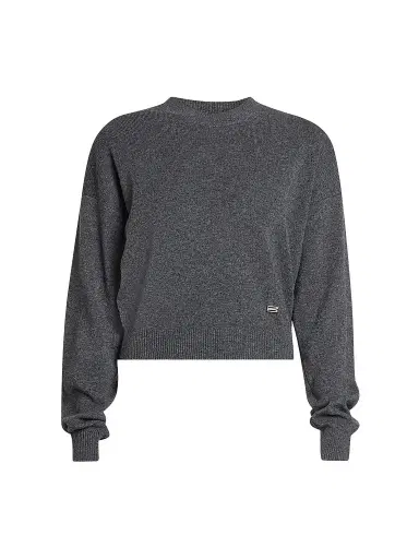 Victoria Beckham Women's Wool-Blend Crewneck Sweater - Dark Grey Marl | Thumbnail 1 Victoria Beckham Women's Wool-Blend Crewneck Sweater - Dark Grey Marl | Thumbnail 1