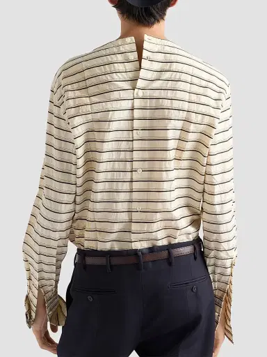 Prada Men's Cotton Shirt - Beige Khaki | Thumbnail 4 Prada Men's Cotton Shirt - Beige Khaki | Thumbnail 4
