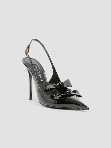 Dolce & Gabbana Women's 90MM Patent Leather Slingback Pumps - Nero | Thumbnail 3 Dolce & Gabbana Women's 90MM Patent Leather Slingback Pumps - Nero | Thumbnail 3