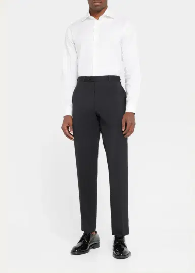 Giorgio Armani Basic Wool Flat-Front Trousers, Black | Thumbnail 2 Giorgio Armani Basic Wool Flat-Front Trousers, Black | Thumbnail 2