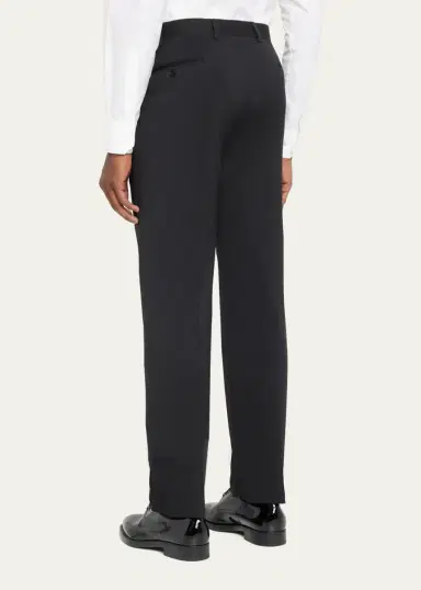 Giorgio Armani Basic Wool Flat-Front Trousers, Black | Thumbnail 3 Giorgio Armani Basic Wool Flat-Front Trousers, Black | Thumbnail 3