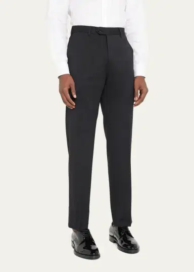 Giorgio Armani Basic Wool Flat-Front Trousers, Black | Thumbnail 4 Giorgio Armani Basic Wool Flat-Front Trousers, Black | Thumbnail 4