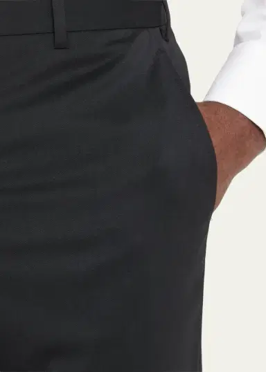 Giorgio Armani Basic Wool Flat-Front Trousers, Black | Thumbnail 5 Giorgio Armani Basic Wool Flat-Front Trousers, Black | Thumbnail 5