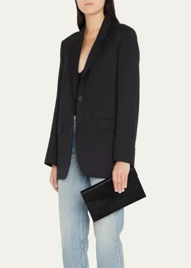Saint Laurent Uptown YSL Pouch in Grained Leather | Thumbnail 2 Saint Laurent Uptown YSL Pouch in Grained Leather | Thumbnail 2